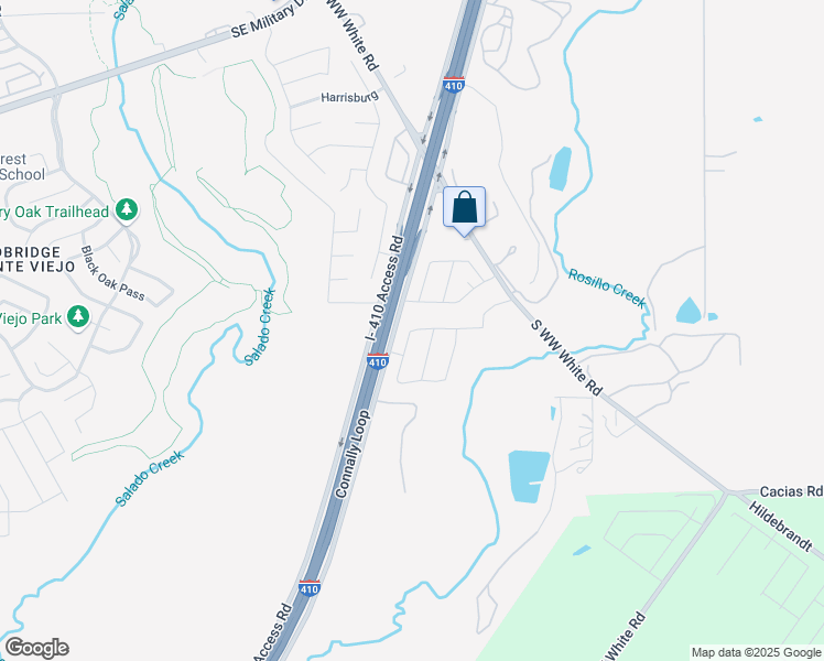 map of restaurants, bars, coffee shops, grocery stores, and more near 7803 Blue Gulf Drive in San Antonio
