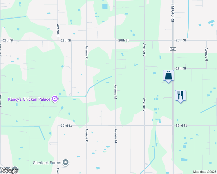 map of restaurants, bars, coffee shops, grocery stores, and more near 6720 Avenue M in Santa Fe