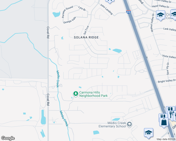 map of restaurants, bars, coffee shops, grocery stores, and more near 7155 Capella Circle in San Antonio