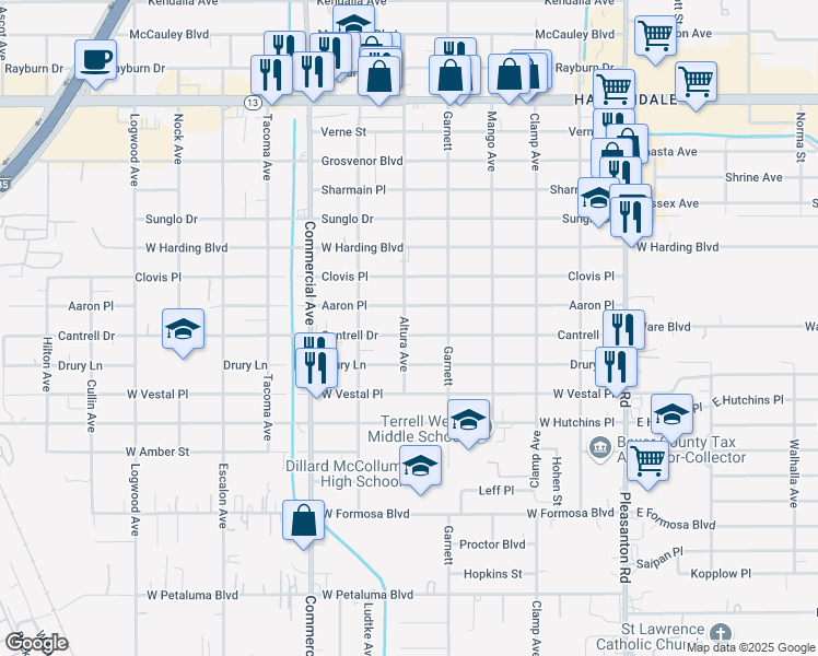 map of restaurants, bars, coffee shops, grocery stores, and more near 539 Cantrell Drive in San Antonio