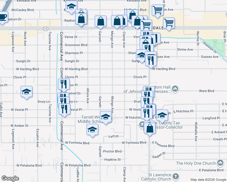 map of restaurants, bars, coffee shops, grocery stores, and more near 407 Cantrell Drive in San Antonio