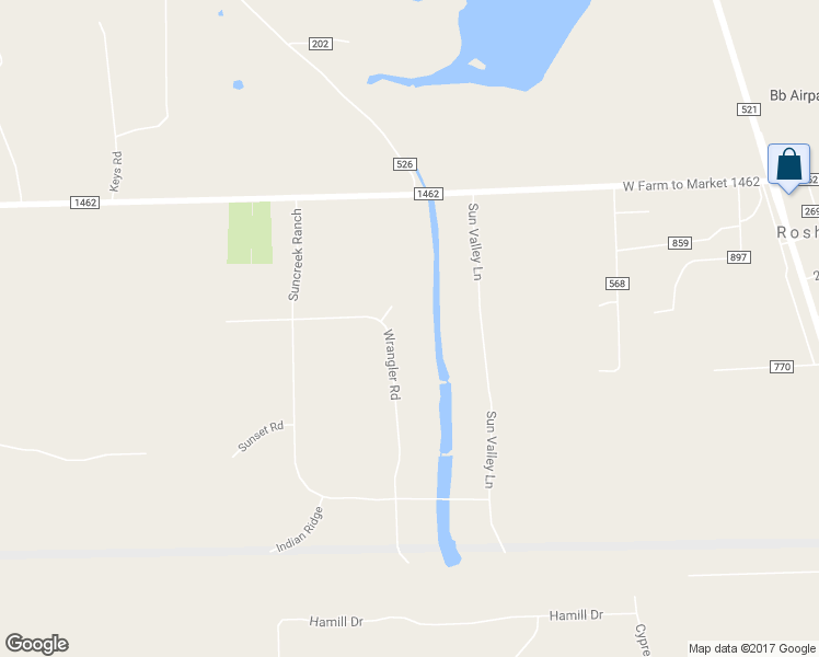 map of restaurants, bars, coffee shops, grocery stores, and more near 16403 Wrangler Road in Rosharon