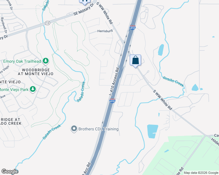 map of restaurants, bars, coffee shops, grocery stores, and more near 11953 I- 410 Access Road in San Antonio