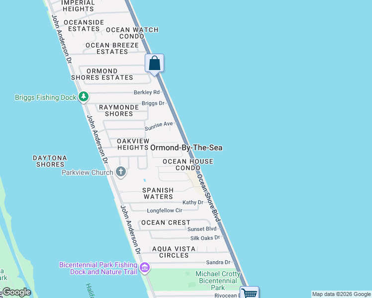 map of restaurants, bars, coffee shops, grocery stores, and more near in Ormond-by-the-Sea