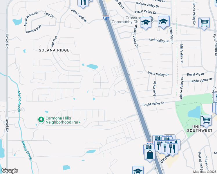 map of restaurants, bars, coffee shops, grocery stores, and more near 6903 Altair Chase in San Antonio