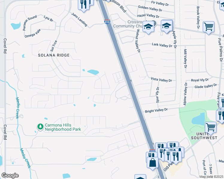 map of restaurants, bars, coffee shops, grocery stores, and more near 6903 Altair Chase in San Antonio