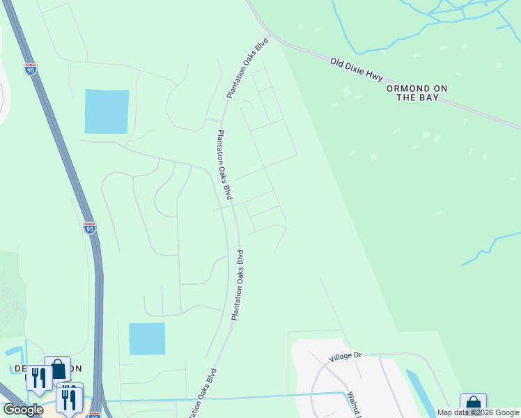 map of restaurants, bars, coffee shops, grocery stores, and more near 2380 Chretien Drive in Ormond Beach
