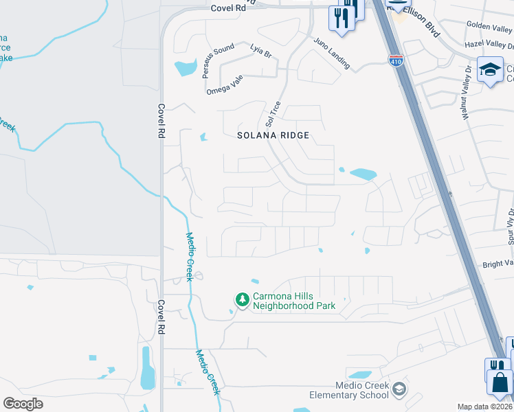 map of restaurants, bars, coffee shops, grocery stores, and more near 8026 Lunber Sound in San Antonio