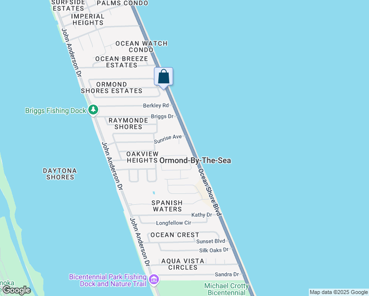 map of restaurants, bars, coffee shops, grocery stores, and more near in Ormond-by-the-Sea