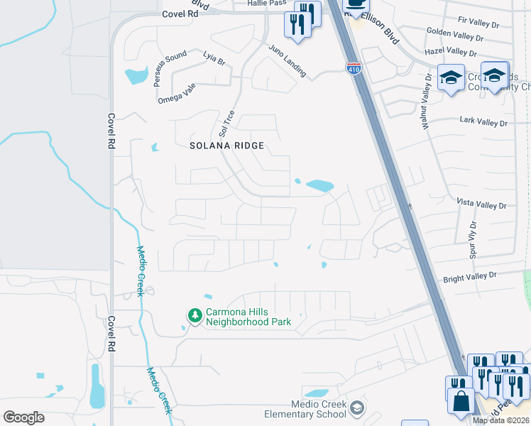 map of restaurants, bars, coffee shops, grocery stores, and more near 8107 Radiant Star in San Antonio