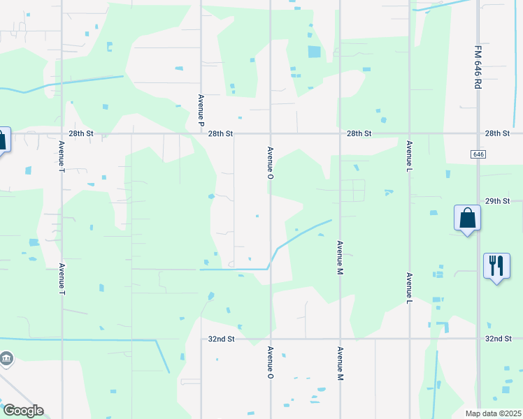 map of restaurants, bars, coffee shops, grocery stores, and more near 6428 Avenue O in Santa Fe