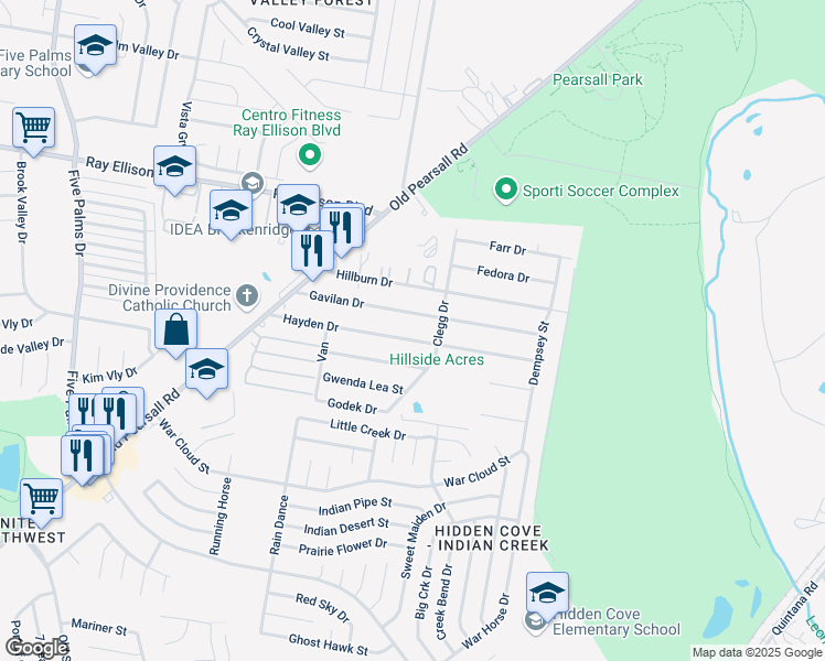 map of restaurants, bars, coffee shops, grocery stores, and more near 5315 Hayden Drive in San Antonio