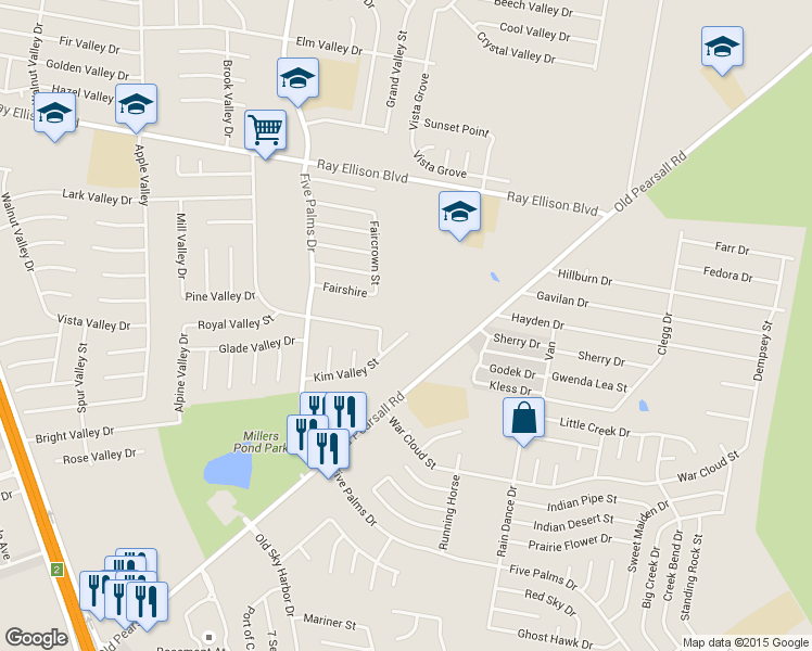 map of restaurants, bars, coffee shops, grocery stores, and more near 5802 Kim Valley Street in San Antonio
