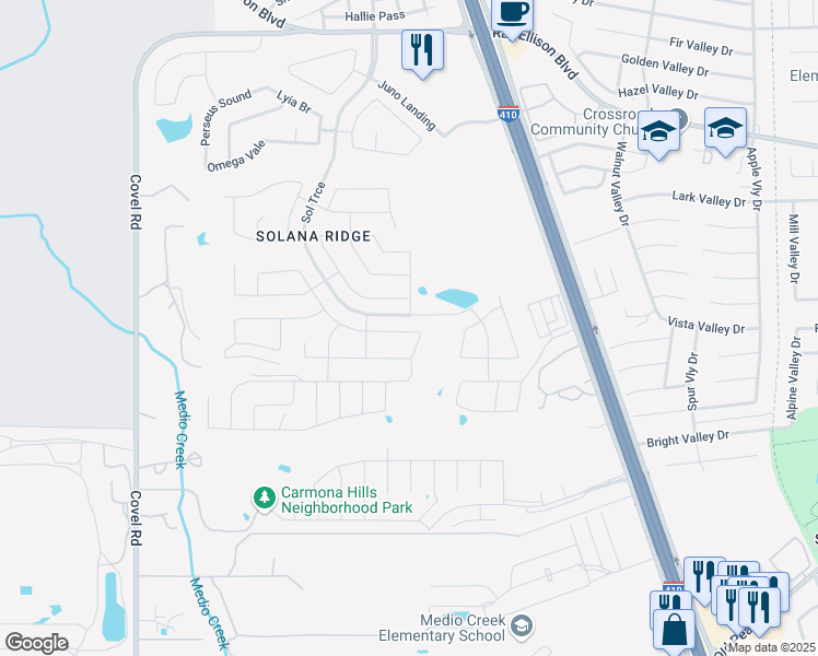 map of restaurants, bars, coffee shops, grocery stores, and more near 8218 Radiant Star in San Antonio