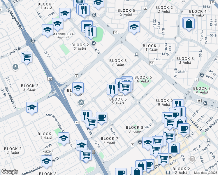 map of restaurants, bars, coffee shops, grocery stores, and more near in 