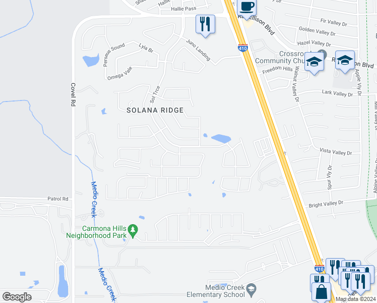map of restaurants, bars, coffee shops, grocery stores, and more near 8122 Radiant Star in San Antonio