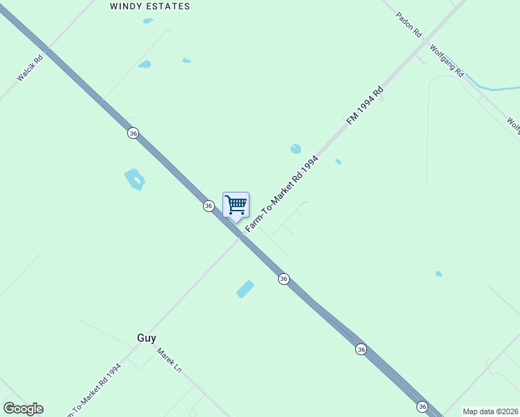 map of restaurants, bars, coffee shops, grocery stores, and more near 12818 FM 1994 Road in Guy