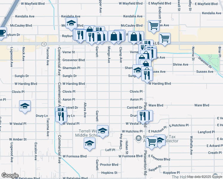 map of restaurants, bars, coffee shops, grocery stores, and more near 406 Clovis Place in San Antonio
