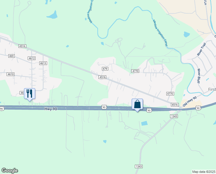 map of restaurants, bars, coffee shops, grocery stores, and more near 460 County Road 4516 in Castroville