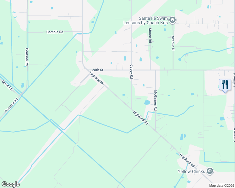 map of restaurants, bars, coffee shops, grocery stores, and more near 6607 Highland Road in Santa Fe