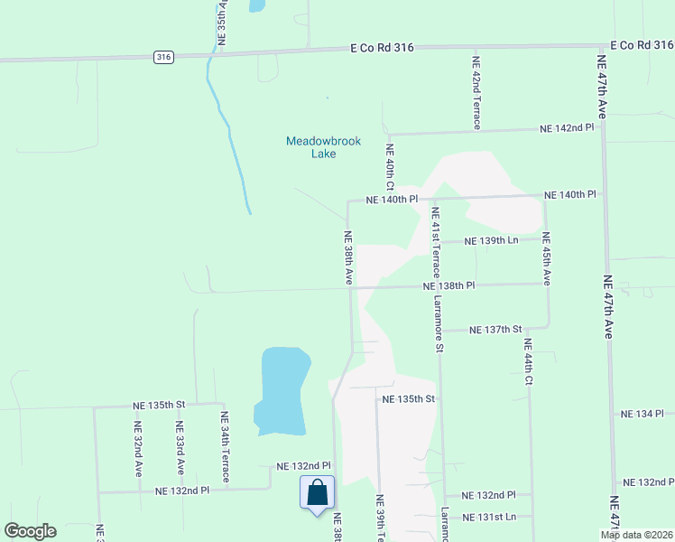 map of restaurants, bars, coffee shops, grocery stores, and more near 13870 Northeast 38th Avenue in Anthony