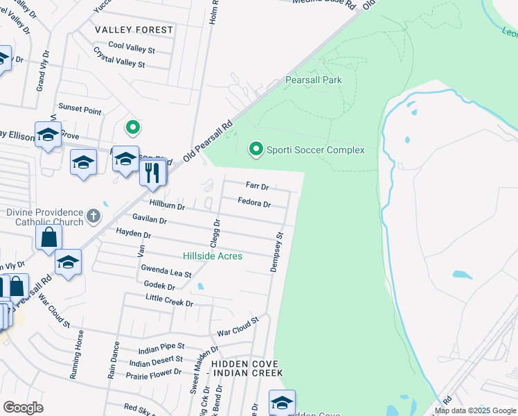 map of restaurants, bars, coffee shops, grocery stores, and more near 5118 Fedora Drive in San Antonio