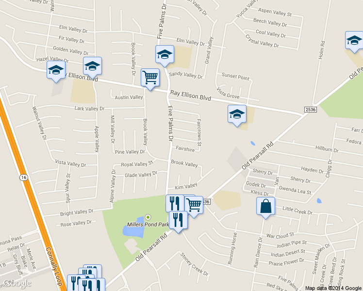 map of restaurants, bars, coffee shops, grocery stores, and more near 5931 Fairshire in San Antonio