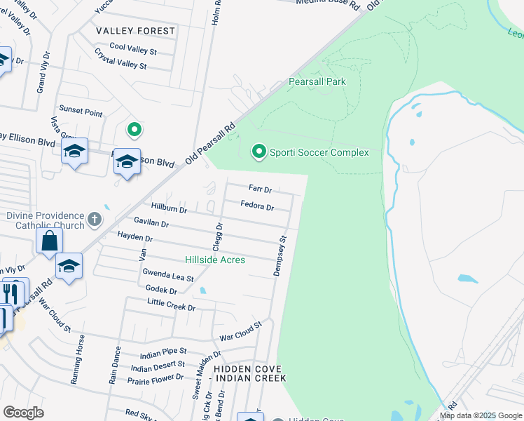 map of restaurants, bars, coffee shops, grocery stores, and more near 5118 Fedora Drive in San Antonio