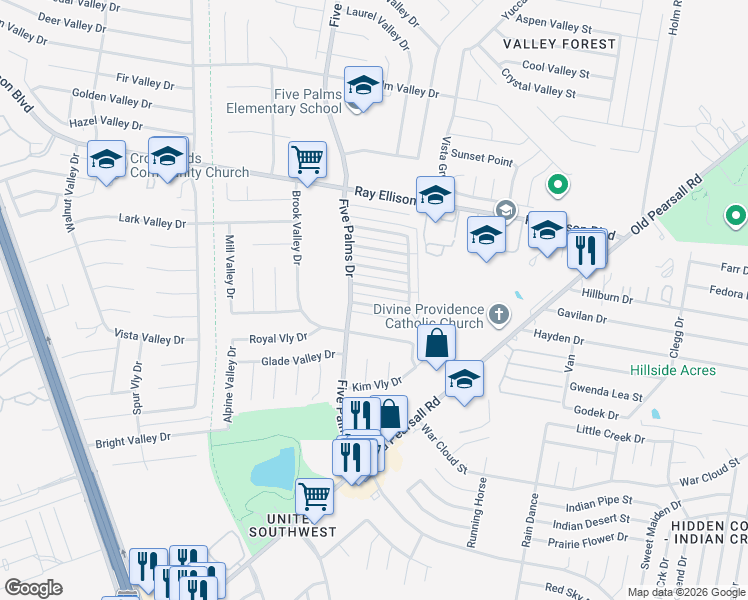 map of restaurants, bars, coffee shops, grocery stores, and more near 5931 Fairshire in San Antonio