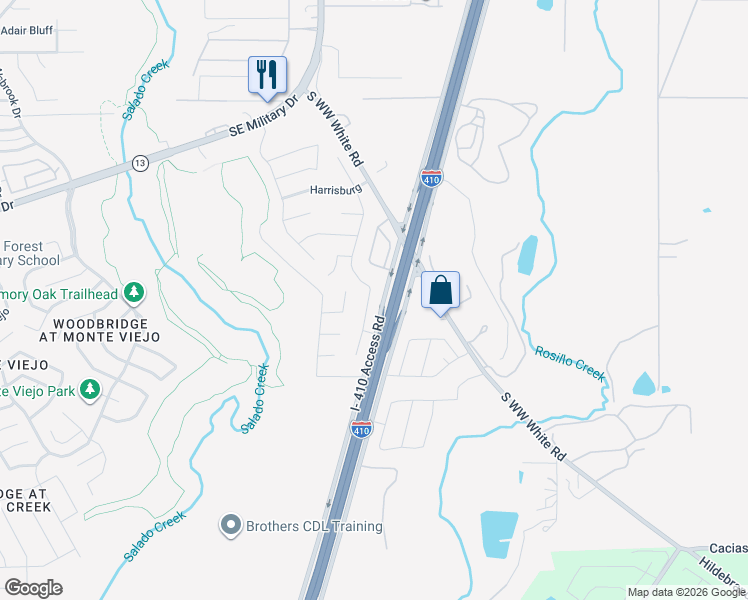 map of restaurants, bars, coffee shops, grocery stores, and more near 7218 Independence Way in San Antonio