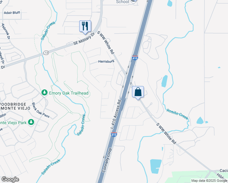 map of restaurants, bars, coffee shops, grocery stores, and more near 4727 Independence Way in San Antonio