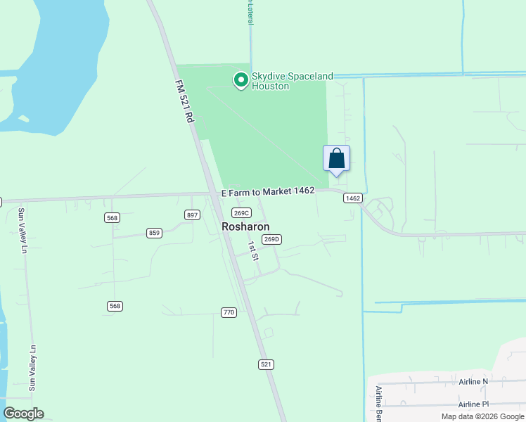 map of restaurants, bars, coffee shops, grocery stores, and more near 4185 2nd Street in Rosharon