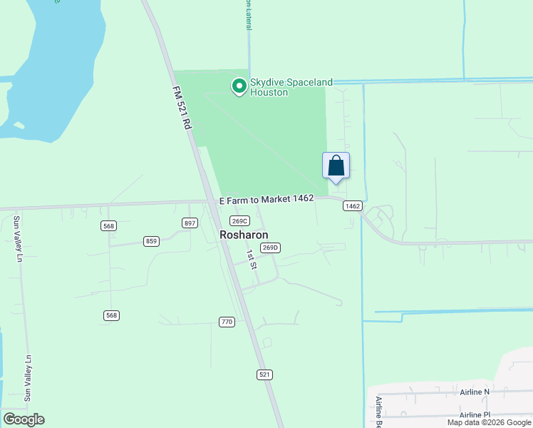map of restaurants, bars, coffee shops, grocery stores, and more near 16211 2nd Street in Rosharon