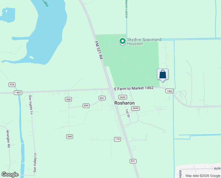 map of restaurants, bars, coffee shops, grocery stores, and more near 16514 County Road 897 in Rosharon