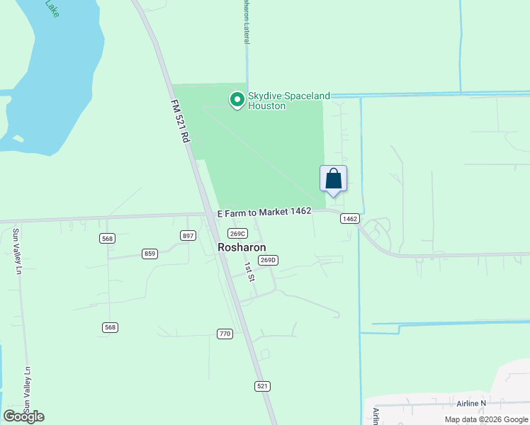 map of restaurants, bars, coffee shops, grocery stores, and more near 16211 2nd Street in Rosharon