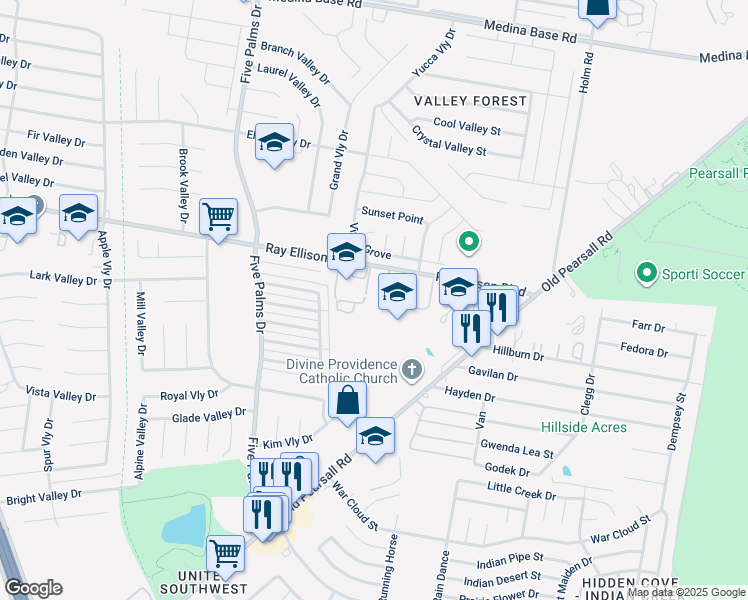 map of restaurants, bars, coffee shops, grocery stores, and more near in San Antonio