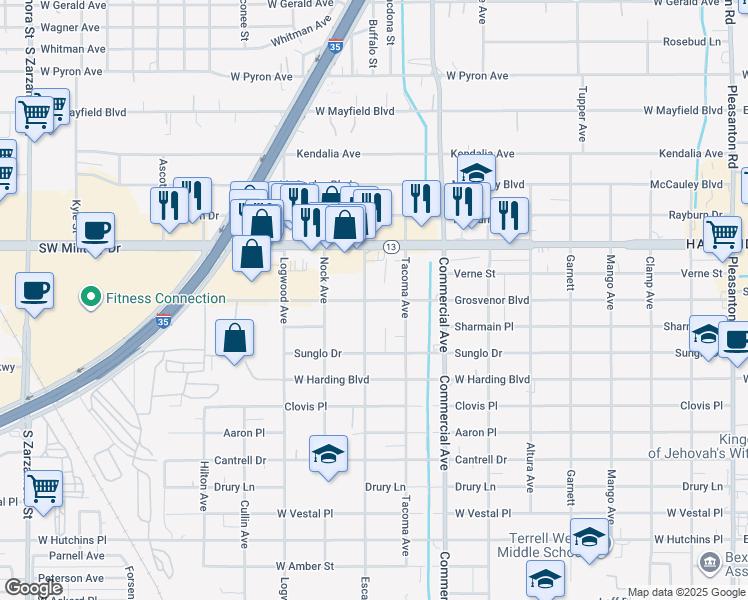 map of restaurants, bars, coffee shops, grocery stores, and more near 239 Escalon Avenue in San Antonio