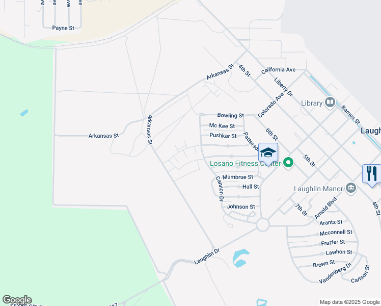 map of restaurants, bars, coffee shops, grocery stores, and more near in Laughlin Air Force Base