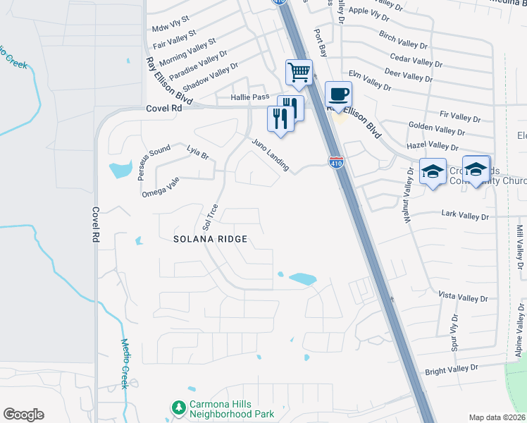 map of restaurants, bars, coffee shops, grocery stores, and more near 7610 Proton Summit in San Antonio