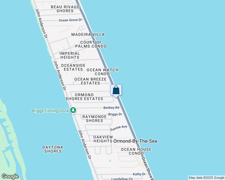 map of restaurants, bars, coffee shops, grocery stores, and more near 2501 Ocean Shore Boulevard in Ormond Beach