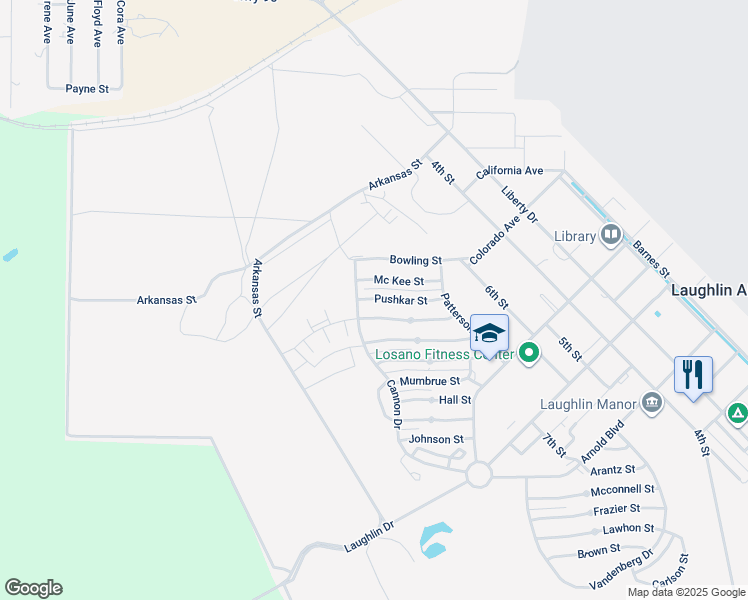 map of restaurants, bars, coffee shops, grocery stores, and more near Cannon Drive in Laughlin AFB