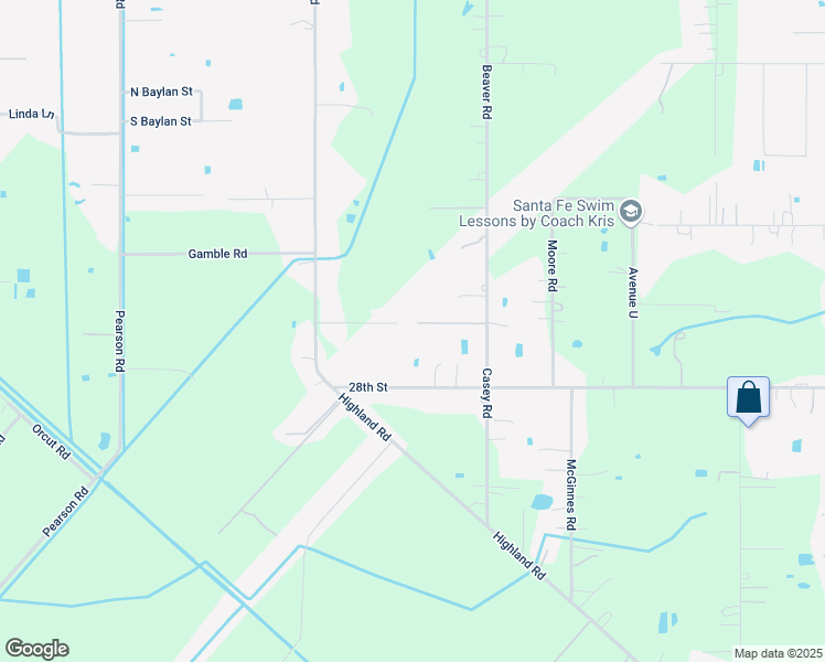 map of restaurants, bars, coffee shops, grocery stores, and more near 6104 Casey Road in Santa Fe