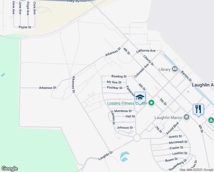 map of restaurants, bars, coffee shops, grocery stores, and more near Cannon Drive in Laughlin AFB