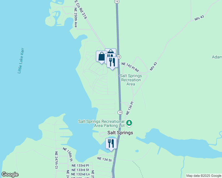 map of restaurants, bars, coffee shops, grocery stores, and more near 25386 Northeast 139th Place in Fort McCoy