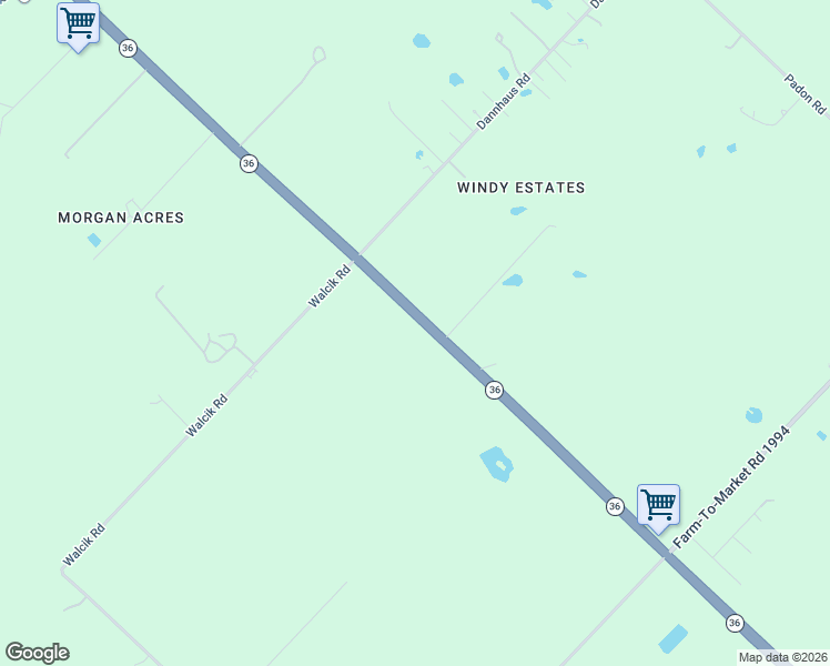 map of restaurants, bars, coffee shops, grocery stores, and more near 17718 Texas 36 in Guy