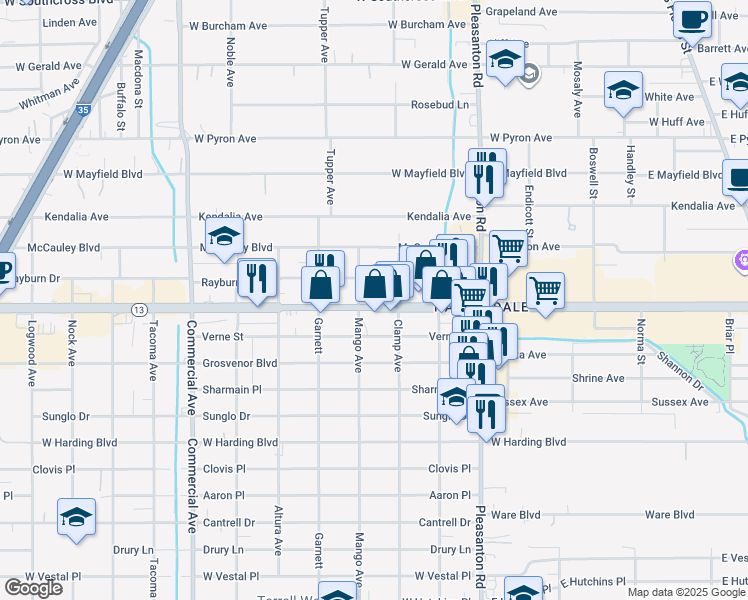 map of restaurants, bars, coffee shops, grocery stores, and more near 1008 Southwest Military Drive in San Antonio