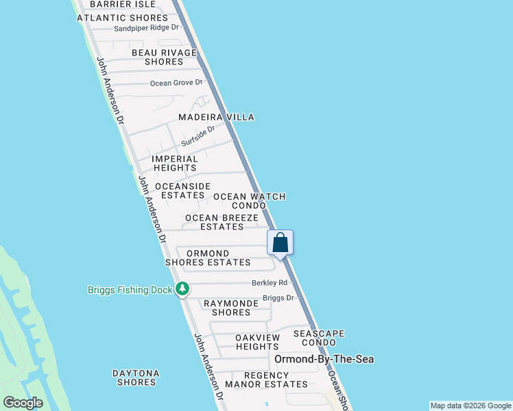 map of restaurants, bars, coffee shops, grocery stores, and more near 2700 Ocean Shore Boulevard in Ormond Beach