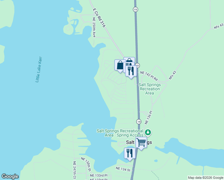 map of restaurants, bars, coffee shops, grocery stores, and more near 25103 Northeast 140th Loop in Fort McCoy
