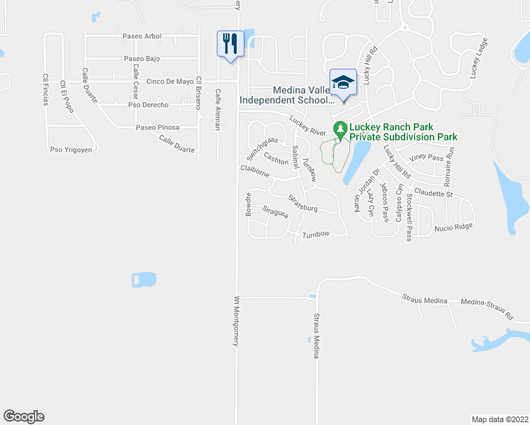 map of restaurants, bars, coffee shops, grocery stores, and more near 12306 Siragusa in San Antonio