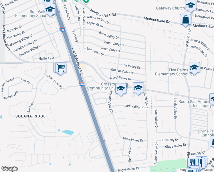 map of restaurants, bars, coffee shops, grocery stores, and more near 6718 Freedom Ranch in San Antonio